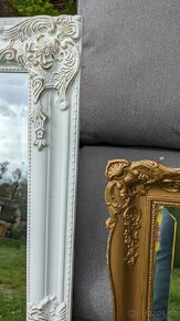 2 zrcadla, dřevěné rámy, zdobené a hladké, sklo brus faseta - 2