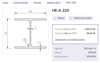 HEA profily 180 + 220, celkem 4ks (možnost dovozu) - 2
