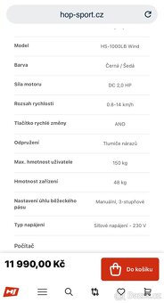 Běžecký pás HS-1000LB Wind s nosností do 150 kg. - 2
