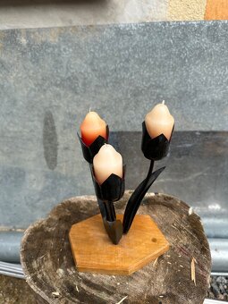 Ručně vyráběný svícen – kov a dřevo - 2