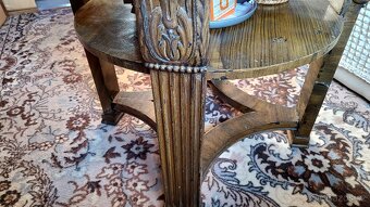 Starožitný dřevěný stolek průměr 86cm - 2