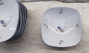 Husy - porcelán misky, talíře na polévku 6ks - 2