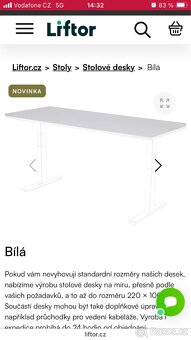 Liftor Stolová deska bíla 180x65 cm [NOVA] - 2