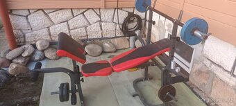 Lavice ,bench činka + kotouče 122 kg. - 2
