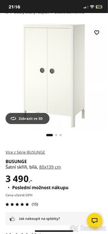 Skříň šatní dětská bílá - 2