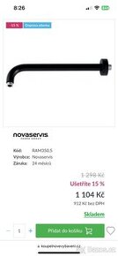 Novaservis Pevné rameno sprchy 350 mm, černá, RAM350,5 - 2