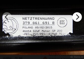 Delici sit zavazadlového prostoru Superb II combi 3T9861691B - 2