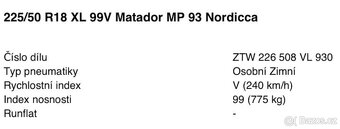 225/50 R18 XL 99V Matador MP 93 Nordicca Zimní - 2