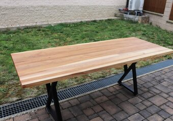 Masivní jilmový jídelní stůl – 200 × 78 cm, originální kresb - 2