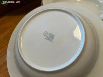 Hluboké retro talíře (sada 6ks, slabý zlatý okraj) - 2