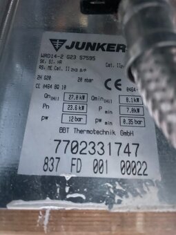 plynová karma Junkers- jako nová - 2