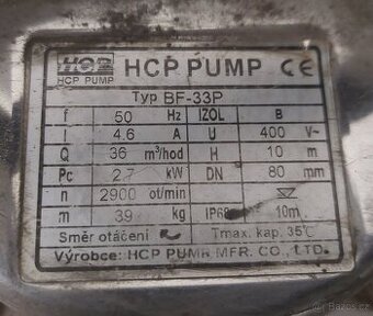 Kalové čerpadlo 10 m/ 36 m³ za hodinu - 2