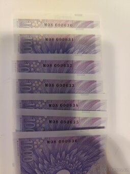1000 M08 s přítiskem 30. výročí ČNB 7x - 2
