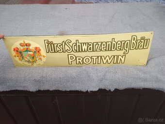 Originál stará plechová cedule pivovar Schwarzenberg - 2