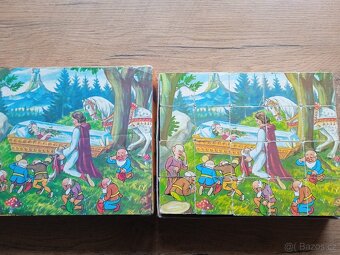 Retro Dřevěné kostky Sněhurka - 2