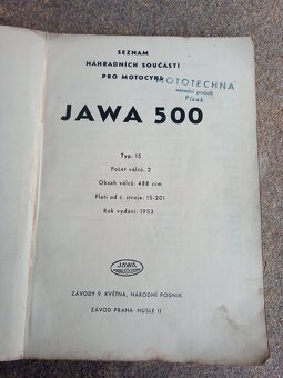 Jawa 500 OHC typ 00,01 seznam ND - 2