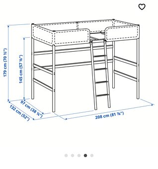Nabízím k prodeji – patrová postel IKEA (kovová, šedá)
 - 2