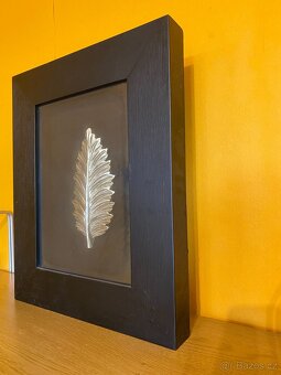 Masivní dřevěný obraz s kovovým listem - 2