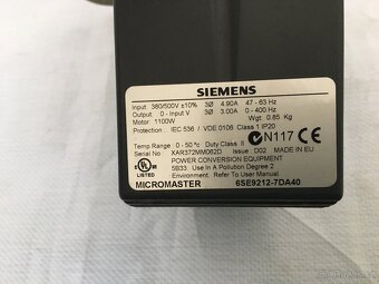 Frekvenční měnič SIEMENS Micromaster 1,1kW 6ES9212-7DA40 - 2
