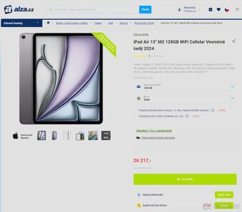 Nový Apple iPad Air 13" M2 128GB Wi-Fi + Cellular se záruko - 2