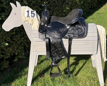 Westernový sedlový komplet 15) černé Floral - 2