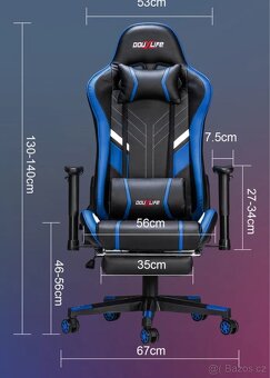 Herní kancelářská židle masážní ergonomická s opěradlem - 2