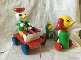 dřevěný pejsek , kacer, klaun, krokodyl plysovy - 2