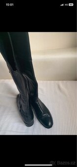 Krásné černé celé kožené kozačky - 2