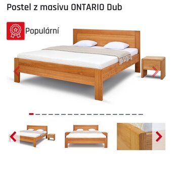 Masivní manželská postel tmavý DUB Ontario - 2