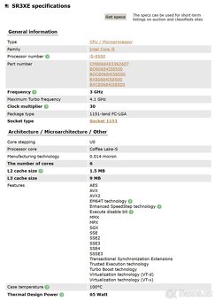 Procesor Intel Core i5-8500, 3GHz, sc. 1151 - 2