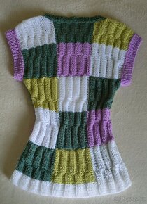 RUČNĚ PLETENÁ, NOVÁ, HEBKÁ, PATCHWORK HALENKA: S-M nenošená - 2