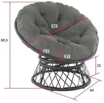 Tectake Křeslo zahradní Gargano, ratan, černá - 2