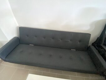 Kožená rozkládací pohovka YALE, černá - 2