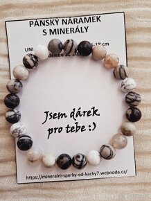 Pánský minerální náramek Howlit,Jaspis,Achat - 2