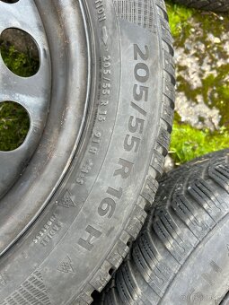 Zimní pneu Continental 205/55/16 s plech ráfky - 2