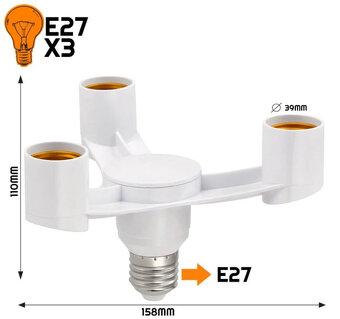 Redukce pro LED zarovky - 3xE27 - 2