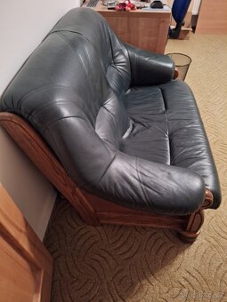 Dubová rustikální kožená sedací souprava - 2