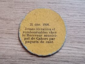 Válečná papírová nouzová mince 5 Centimes 1914 Francie - 2