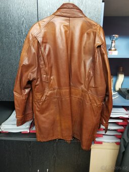 Kožená bunda/kabát parka hnědá XL - 2