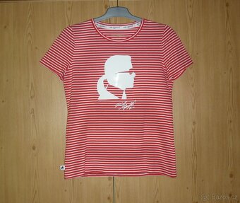 Červeno - bílé dámské tričko Karl Lagerfeld - 2