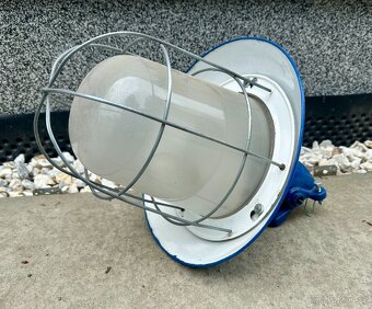 Stará INDUSTRY lampa litina smalt modrá - 2