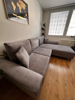 Rohová rozkládací sedačka – pravé L, šedá - 2