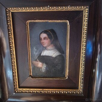 Krásný starý bidermaier obrázek na plechu - 2