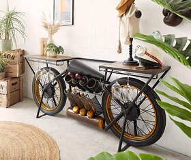 Nový stylový Bar Motorcycle 170x70 cm Mango Wood and Metal B - 2