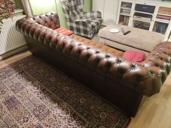 Sedačka Chesterfield - originál, pravá kůže 270 cm - 2