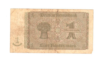 Bankovka 1 Rentenmark z roku 1937, série U - 2