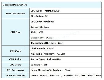 Procesor AMD FX-6300 VISHERA, 6 jádro, 3,5 GHz, AM3+ - 2