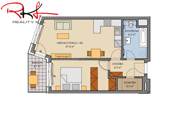 Pronájem, novostavba byt 2+kk s balkónem , Stodůlky , Praha - 2