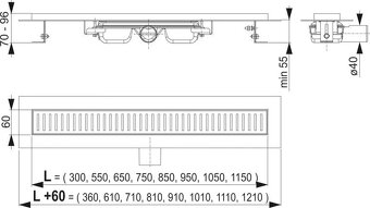 CONCEPT 100 LOW sprchový žlab 750 mm + rošt - 2