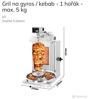 Prodám elektrický gril na gyros/kebab - 1 hořák, max 5kg - 2